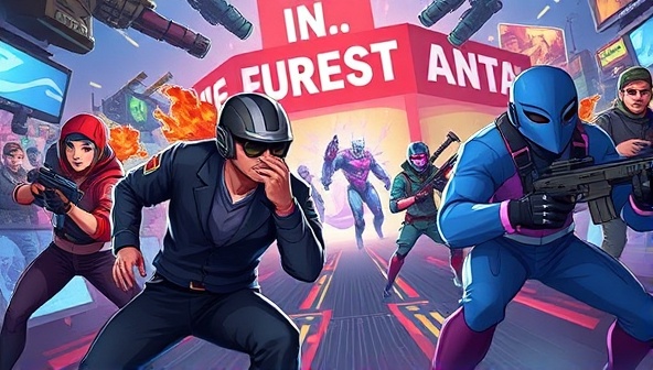 A dynamic and colorful illustration of fantasy eSports players in action, with digital avatars representing different video game characters competing on a virtual battlefield, capturing the excitement and competitiveness of eSports fantasy betting.