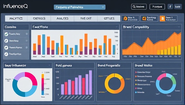 An insightful visual of the InfluenceIQ platform's analytics dashboard displaying key influencer performance metrics and brand compatibility scores, with data visualization graphs and charts that highlight the platform's data-driven approach to influencer marketing, showcasing its precision and effectiveness.