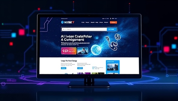An artistic visualization of a computer screen displaying a website homepage with dynamic content blocks adapting in real-time based on user interactions, illustrating the concept of AI-driven website personalization and customization for enhanced user experiences in a visually compelling manner.