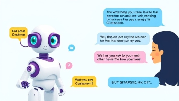 An engaging visual representation of a chatbot interface interacting with a customer, showcasing the seamless and personalized support provided by ChatAssist, with colorful conversation bubbles and helpful prompts, illustrating the efficiency and user-friendly nature of the service.