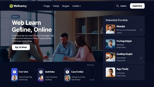 An online learning platform interface featuring a diverse group of students engaging in a web design course, with interactive modules, quizzes, and progress tracking, illustrating a dynamic and interactive educational experience, inspiring learning and skill development.