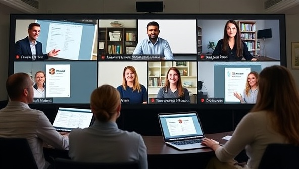 A virtual workshop setting with participants engaging in branding exercises, reviewing online profiles, and receiving personalized feedback from branding experts through a digital platform, showcasing the interactive and educational environment of BrandCrafters Online.