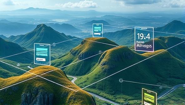 An artistic representation of a digital landscape with dynamic website elements morphing and adapting to user interactions, symbolizing personalized AI-enhanced web experiences.