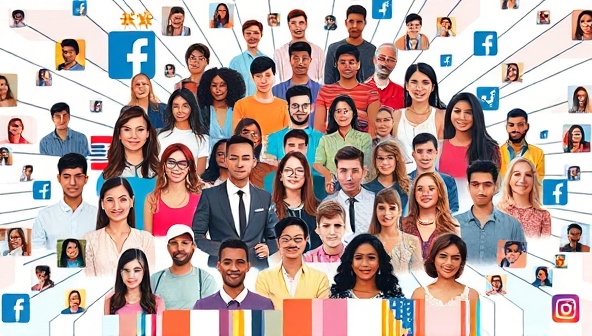 An artistic collage featuring diverse social media influencers, content creators, and digital personalities in a virtual network, symbolizing the vibrant and connected community represented by Influencify Talent, offering growth and opportunities for digital creators in the influencer marketing landscape.