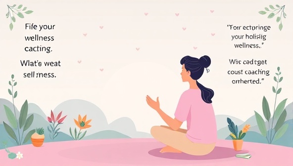 An uplifting and serene digital illustration of a wellness coach guiding a client through a virtual coaching session, surrounded by calming nature elements and motivational quotes, conveying a sense of support, empowerment, and holistic wellness, inspiring viewers to prioritize self-care.