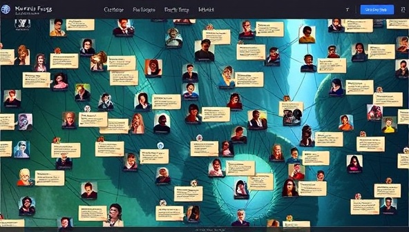 An interactive platform interface showcasing a diverse range of user-contributed stories, characters, and plotlines intertwined in a visually captivating narrative web, illustrating the collaborative and dynamic nature of storytelling on the Narrative Forge platform, where writers unite to craft imaginative tales together.