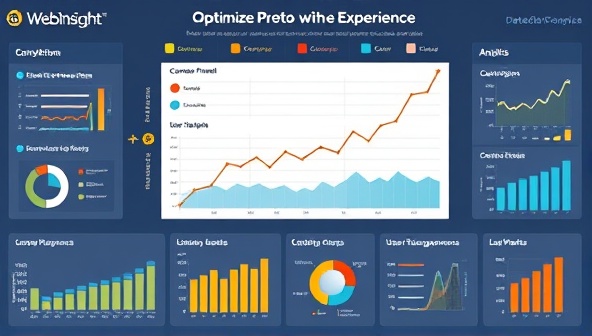 An infographic-style visualization of website analytics data, conversion funnels, and user engagement metrics, illustrating the data-driven approach of DataCraft WebInsights in optimizing website performance and user experience.