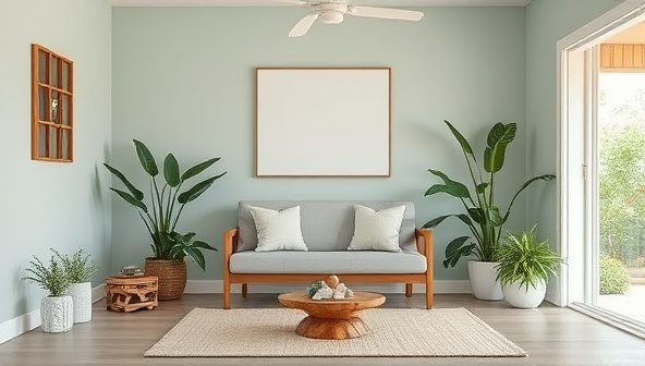 An inviting and serene virtual consultation room with natural elements such as plants, crystals, and soothing colors, creating a calming and holistic atmosphere for virtual health assessments and wellness planning.