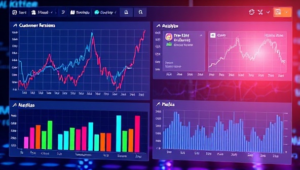 An AI interface displaying dynamic market graphs and analytics, with overlaid customer personas and competitor insights, illustrating the power of data-driven decision-making and strategic market analysis.