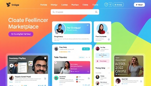 A vibrant and dynamic freelancer marketplace interface showcasing designer profiles, project listings, and client reviews, with a seamless and user-friendly layout that emphasizes ease of navigation and collaboration in web design projects.