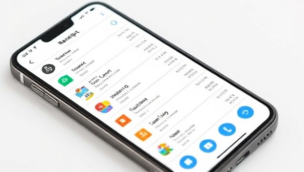 An image of a sleek smartphone app interface displaying neatly organized digital receipts, with colorful categories and a user-friendly design, symbolizing efficiency and modernity.