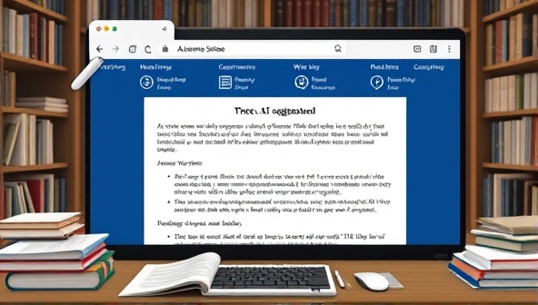 An interactive web interface showcasing the AI grammar tool in action, with real-time suggestions and corrections appearing as a writer types, surrounded by a library of grammar resources and writing guides, emphasizing user-friendly writing assistance through technology.