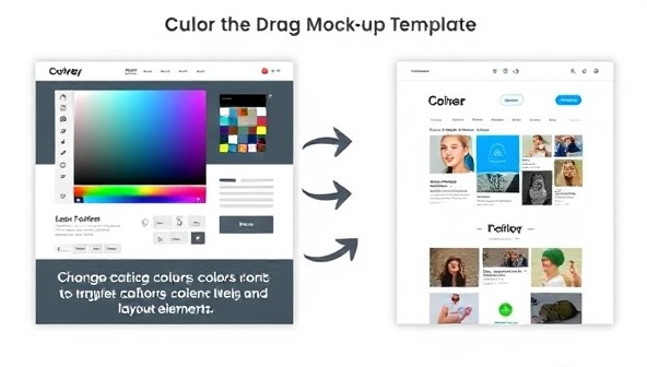 An animated GIF showcasing the customization process of a website mockup template, with drag-and-drop features to change colors, fonts, and layout elements, illustrating ease of use and personalization.