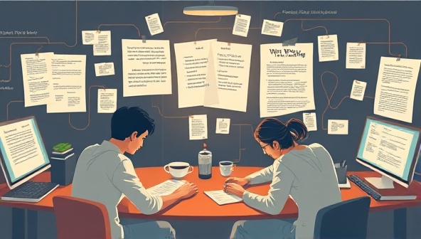 A dynamic visual representation of writers collaborating in a virtual workspace, with digital tools for brainstorming, plot outlining, and shared writing spaces, capturing the essence of teamwork, creativity, and synergy in co-authoring projects on the platform.