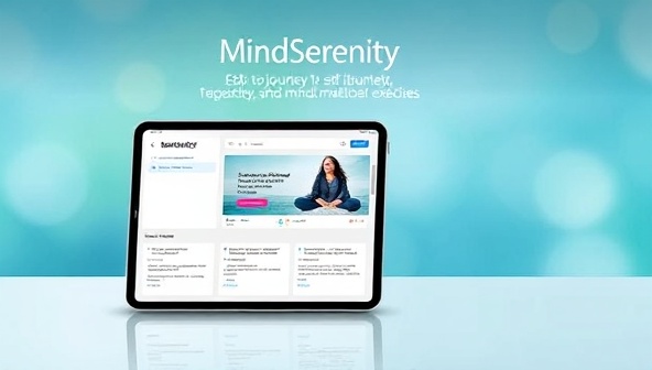A serene and tranquil visual representation of MindSerenity's meditation app interface, featuring a calming color palette, soothing nature imagery, and mindfulness exercises displayed on a digital device, inviting users to embark on a journey of self-discovery and mental serenity through guided meditation practices and relaxation techniques.