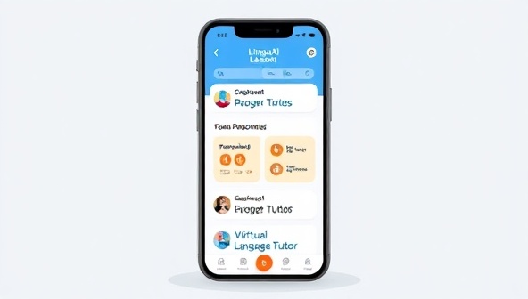 An illustration of a smartphone screen displaying the LinguaAI app interface with interactive language lessons, personalized study recommendations, and a virtual language tutor, conveying the convenience and effectiveness of AI-powered language learning.