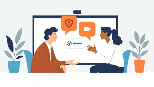 An illustrative depiction of a virtual mentorship session where a mentor and mentee engage in a meaningful conversation, sharing insights and guidance, symbolizing mentorship and personal growth.