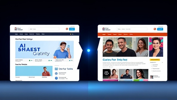 An engaging visual of a website interface split into two sections: a generic layout on one side and a personalized layout on the other, demonstrating the impact of AI-driven personalization through dynamic content and recommendations.