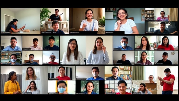 An online platform interface showcasing virtual language exchange sessions and cultural workshops, featuring diverse participants engaging in language practice, cultural activities, and interactive learning experiences, fostering cross-cultural connections and global communication.