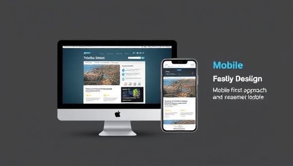 An engaging visual representation of a website design split into desktop and mobile views, with the mobile version optimized for fast loading speeds and seamless navigation, demonstrating the mobile-first approach and responsiveness of MobileBlazeWeb's accelerator.
