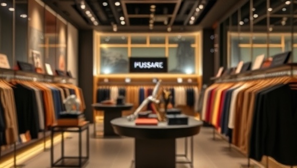 A retail store interior with a subtle background music playlist curated by SonicAura, enveloping shoppers in a harmonious and branded auditory experience that enhances their shopping journey and creates a unique atmosphere for the brand.