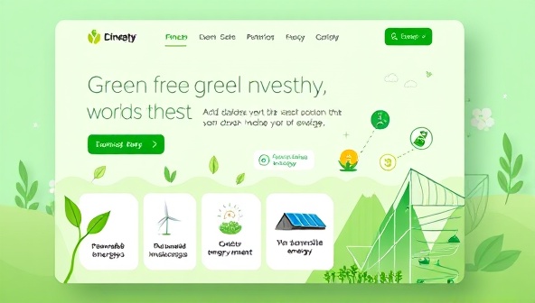 An eye-catching platform design featuring green-themed visuals, eco-friendly icons, and images of renewable energy sources, conveying a message of sustainability, responsible investing, and positive environmental impact through financial choices.