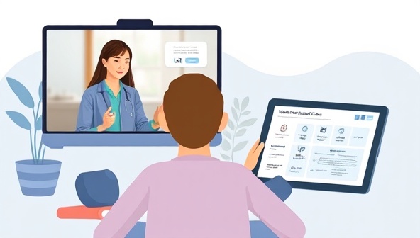 An engaging visual of a virtual mental health coaching session with a therapist providing support via video call, a user engaging in mindfulness exercises, and a wellness plan displayed on a digital device, promoting mental well-being and emotional resilience.