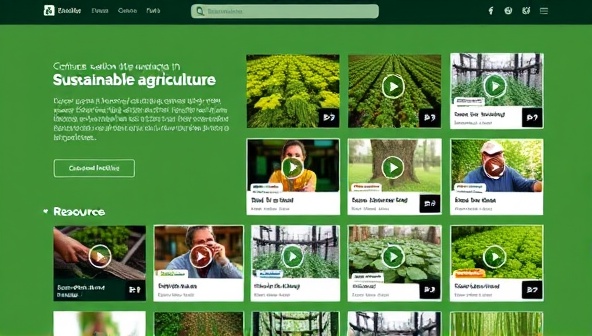 An online learning platform interface with diverse course offerings in sustainable agriculture, featuring engaging videos, interactive quizzes, and downloadable resources, symbolizing knowledge sharing and skill development in eco-friendly farming practices.