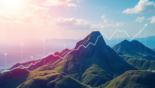 A digital landscape showcasing a dynamic growth graph with upward trends, surrounded by virtual growth hacking tools and optimization techniques, symbolizing the transformative impact of GrowthVirtuoso's consultancy services on client businesses seeking rapid online expansion.