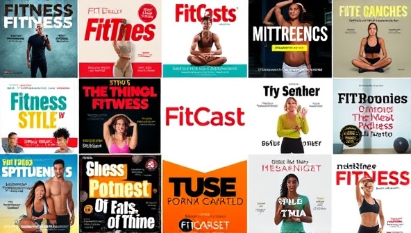 A collage of diverse podcast cover art designs featuring different fitness themes and styles, symbolizing the variety and richness of content available on the FitCast Hub network, enticing listeners with engaging and informative fitness podcasts.