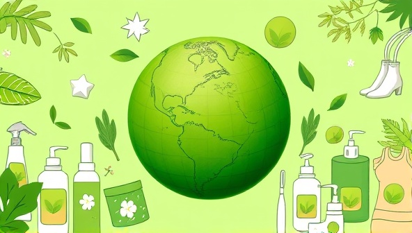 An eye-catching digital illustration depicting a vibrant green planet Earth surrounded by various eco-friendly products like reusable items, natural skincare, and sustainable fashion pieces, symbolizing the essence of a green online marketplace.