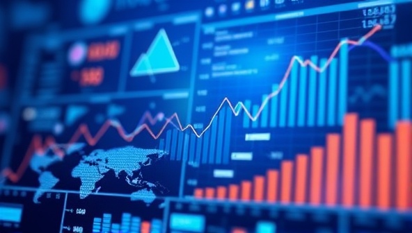 An abstract representation of data visualization charts and graphs, symbolizing the advanced analytics and insights provided by InsightAI Reports for informed decision-making.