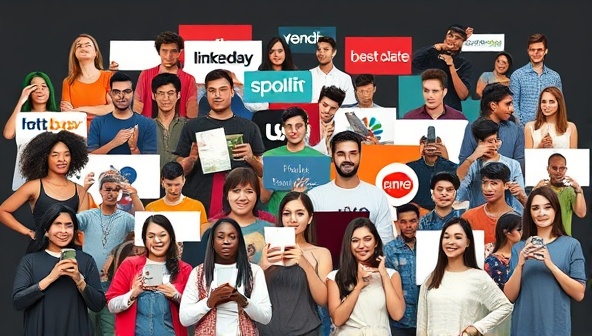 An artistic collage of diverse influencers creating content for various brands, symbolizing collaboration, creativity, and brand promotion in the digital space.