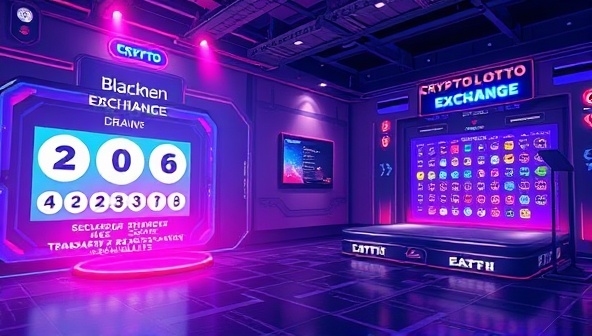An innovative visual of the CryptoLotto Exchange platform showcasing blockchain-powered lottery draws, secure transactions, and transparent results in a futuristic and decentralized gaming environment, highlighting the benefits of crypto-based lotteries for players seeking fairness and trust in the gaming industry.