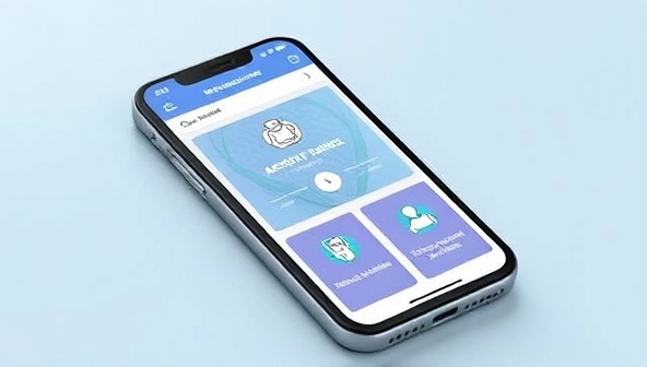 A sleek digital interface showcasing a user-friendly healthcare navigation app on a smartphone, with icons for appointment scheduling, medical records, and virtual consultations, symbolizing convenience and efficiency.