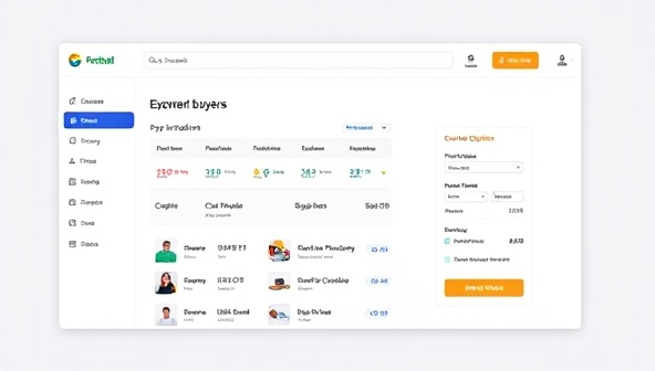 An interface mockup of the online procurement platform displaying a seamless user experience for both government buyers and suppliers, showcasing product listings, secure payment options, and real-time communication features.
