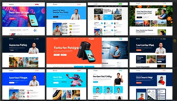 An array of diverse website template mockups displayed on a digital screen, each showcasing a different niche industry theme with vibrant colors and engaging layouts, illustrating the customization options available.