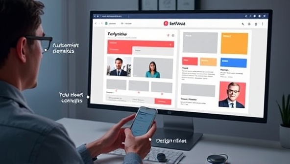 An interactive demonstration of the voice-activated design tool in action, showing a user speaking commands to customize website elements and layout, with voice recognition prompts and design changes appearing on the screen in real-time, highlighting the hands-free and user-friendly design process.