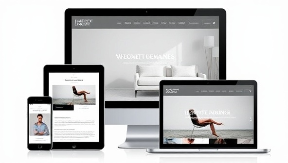 An elegant and minimalistic website template displayed on multiple devices, showcasing its responsive design and clean layout, with a focus on simplicity and sophistication.