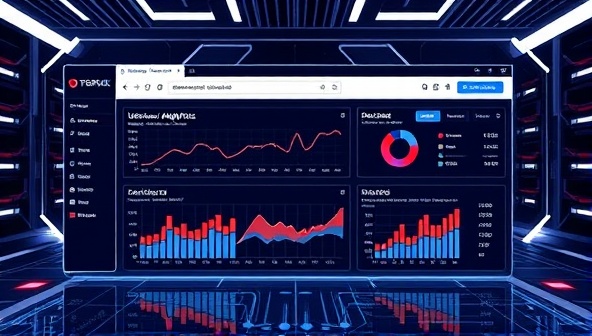 A futuristic digital interface displaying a web dashboard with advanced analytics graphs and user segmentation data, symbolizing the power of AI in targeted advertising.