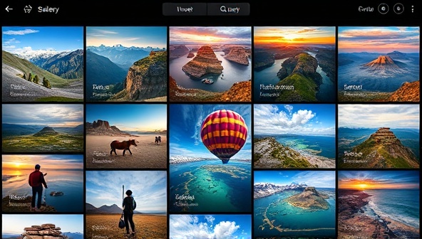 A collection of stunning travel photographs displayed on a digital gallery, featuring diverse landscapes, cultural portraits, and vibrant destinations captured by talented photographers, evoking a sense of wanderlust and visual storytelling.