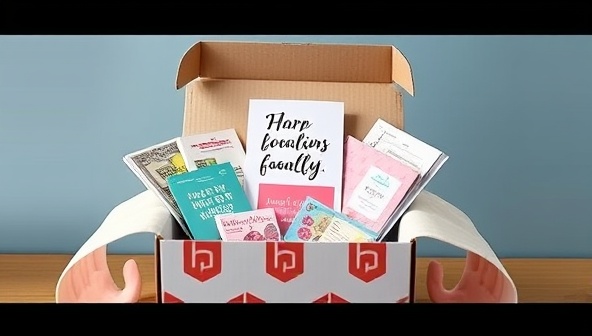 An enticing visual of a beautifully designed subscription box filled with financial tools, motivational quotes, and self-care items, creating a sense of excitement and empowerment around financial wellness.