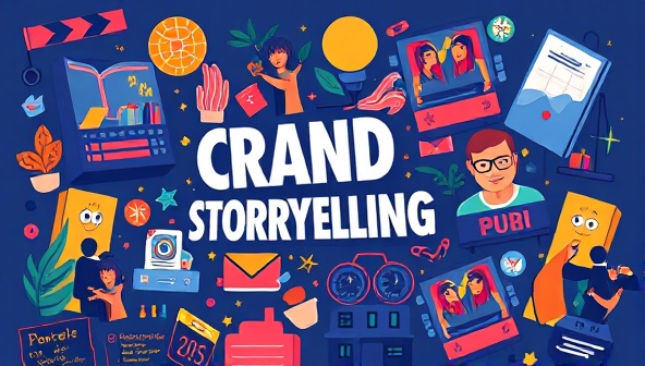 A dynamic storyboard with vibrant visuals and storytelling elements, symbolizing the essence of creative brand storytelling and the art of captivating audiences through narratives.