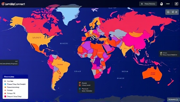 An interactive virtual world map showcasing global player connections and collaborative betting activities within the GambleGlobeConnect community platform, highlighting the social and interactive elements of the platform.