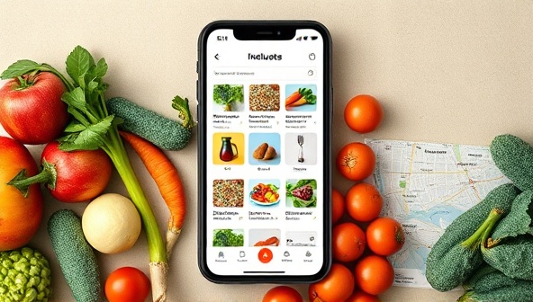 A vibrant and inclusive app interface mockup displaying colorful icons of fresh produce, artisanal products, local vendor profiles, and interactive maps highlighting nearby food offerings, creating a seamless and engaging marketplace experience for users passionate about supporting local food ecosystems.