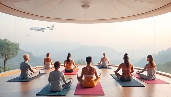 An immersive and serene digital retreat environment featuring virtual yoga sessions, mindfulness workshops, and nature sounds, with a diverse group of participants engaging in wellness activities and finding inner peace and balance in a digital sanctuary.