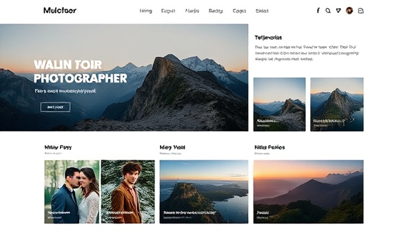 A sleek and modern online portfolio mockup featuring a photographer's work with interactive galleries, client testimonials, and a captivating 