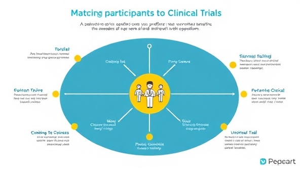 An engaging infographic illustrating the process of matching participants to clinical trials, showcasing a seamless and efficient online platform connecting individuals with research opportunities.