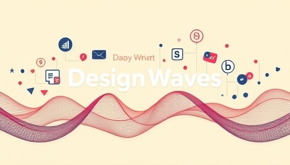 An artistic representation of sound waves forming design elements and digital symbols, creating a visual representation of the DesignWaves Podcast network as a dynamic and engaging platform for web design knowledge sharing, industry insights, and creative inspiration.