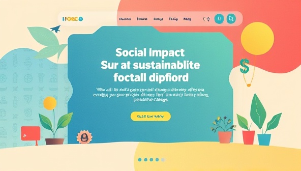 An artistic portrayal of a website interface incorporating elements of social impact and sustainability, featuring vibrant colors, symbolic icons, and impactful visuals that convey the mission and values of Impactful Designs Co. in creating purpose-driven web solutions for positive change.